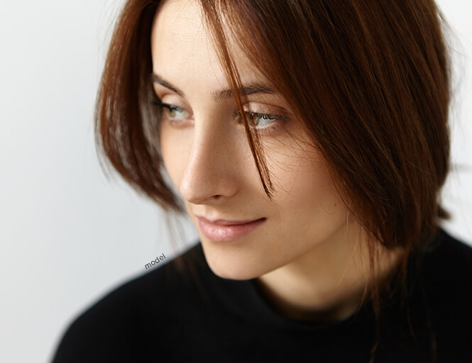 Attractive woman looking off.